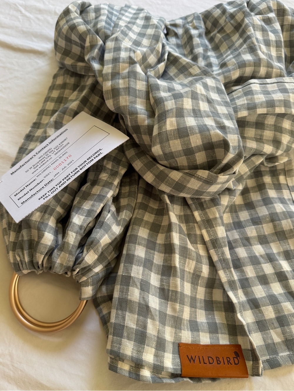 NWT WildBird Gingham Ring Sling with Rose Gold Rings - Picture 3 of 4